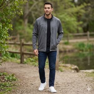 North End Mens Gray Full Zip Lightweight Jacket Size L